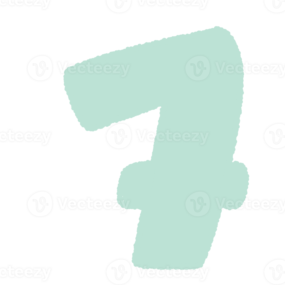 alphabet letter and number seven  colourful pastel png