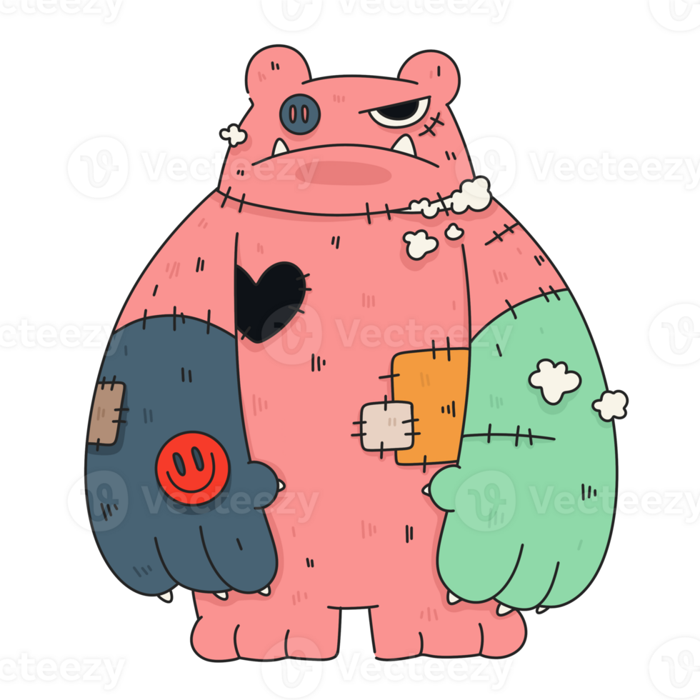 funny horror cute pink colourful spooky teddy bear doll toy monster for halloween png