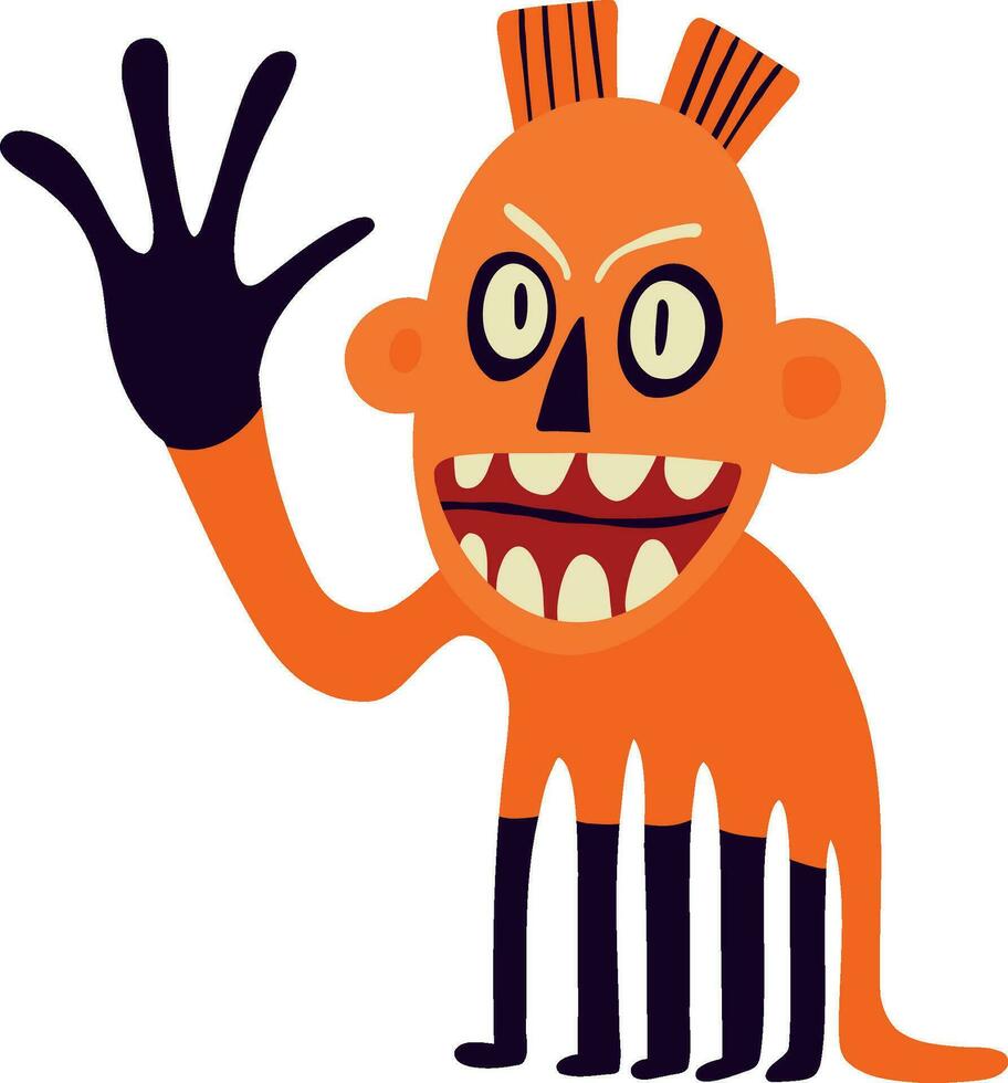 Creepy zombie character. Vibrant bright Strange ugly Halloween characters vector