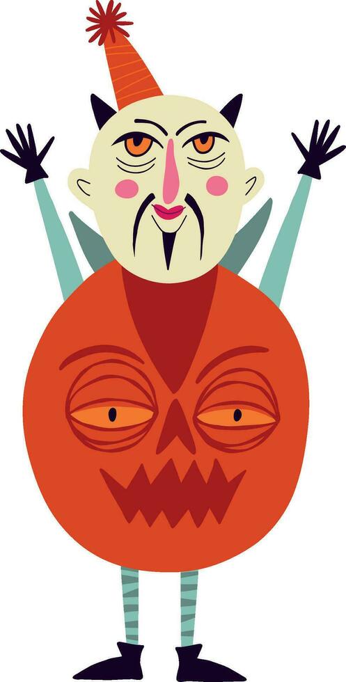 Vibrant funny character in a pumpkin costume for Halloween party vector