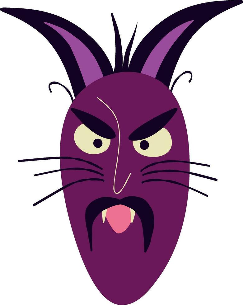 Funny cat with angry face . Vibrant Halloween character. vector