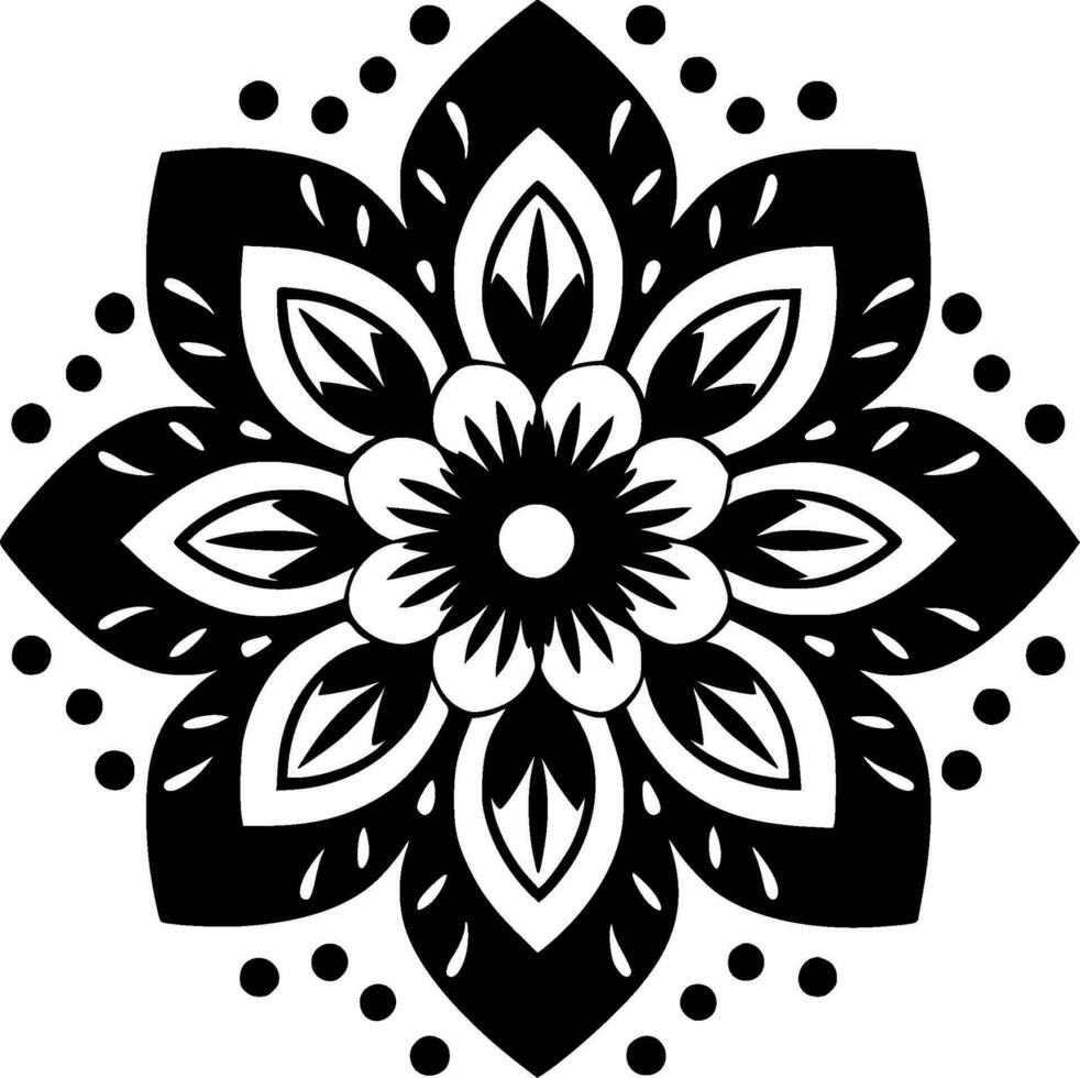 Mandala - Black and White Isolated Icon - Vector illustration