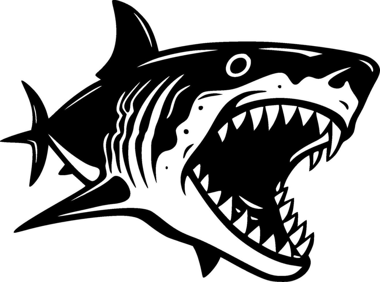 Shark - Black and White Isolated Icon - Vector illustration