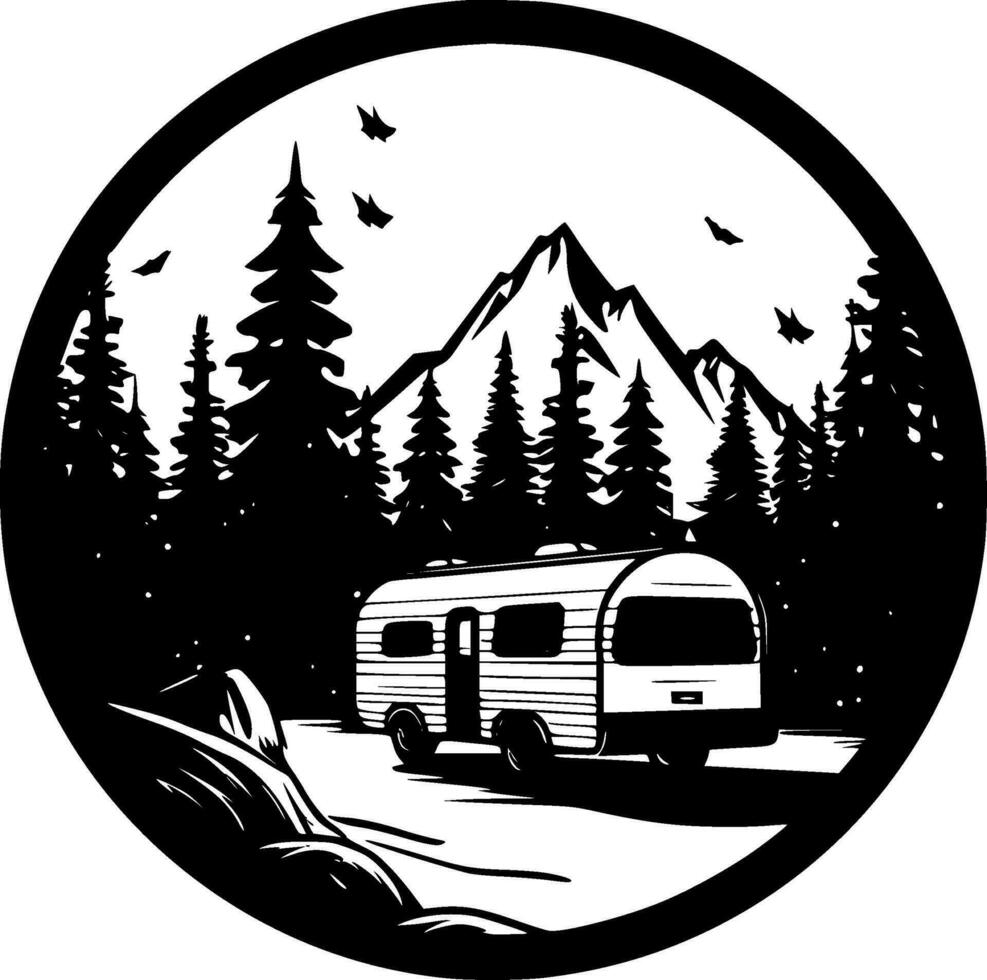 Camping, Minimalist and Simple Silhouette - Vector illustration