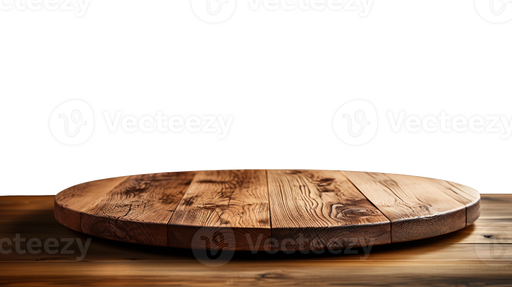 Front View of Light Brown Natural Oak Wooden Table - An Empty Blank Wood Table Mockup with Transparent Background for Product Placement, AI Generative png