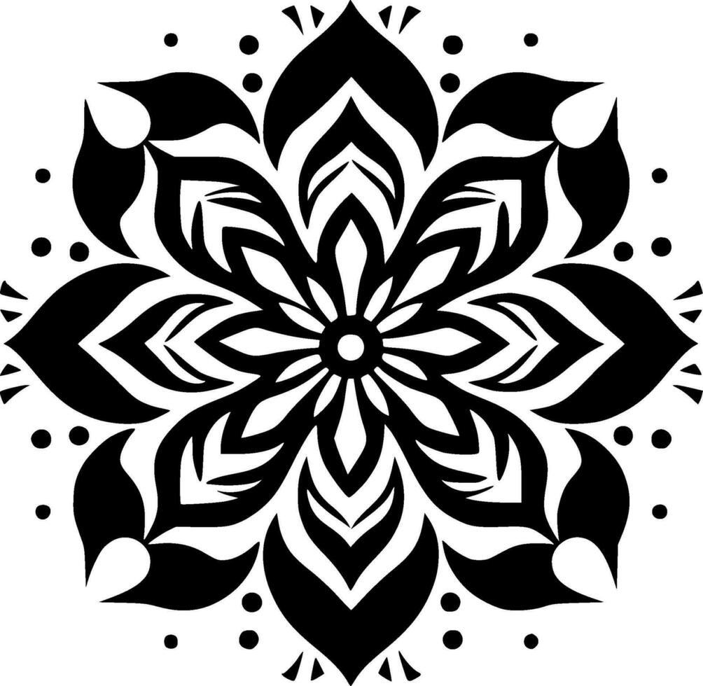 Mandala - Black and White Isolated Icon - Vector illustration