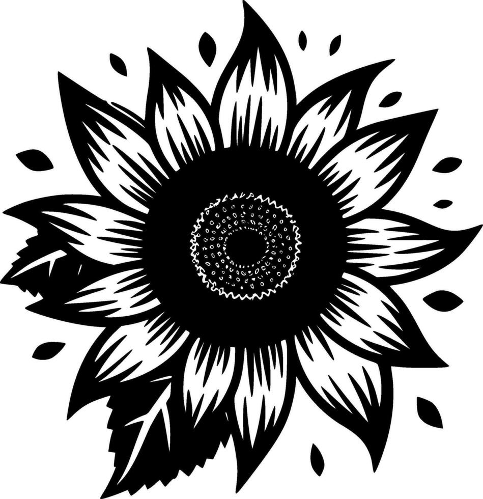 Flower - Black and White Isolated Icon - Vector illustration