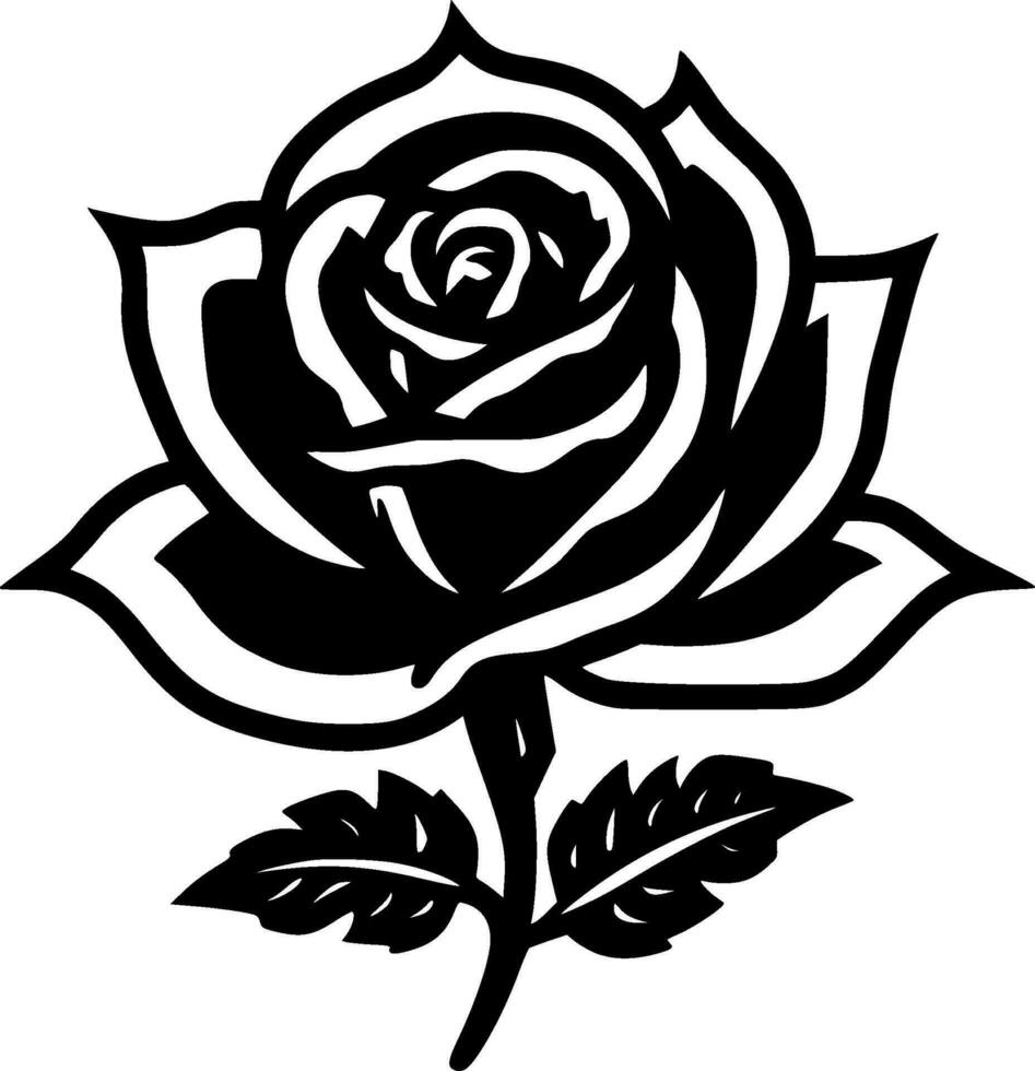 Rose - Black and White Isolated Icon - Vector illustration