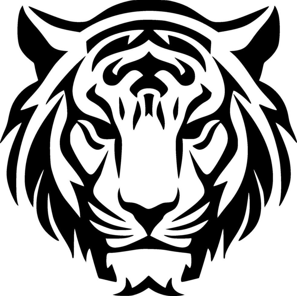 Tigre - negro y blanco aislado icono - vector ilustración