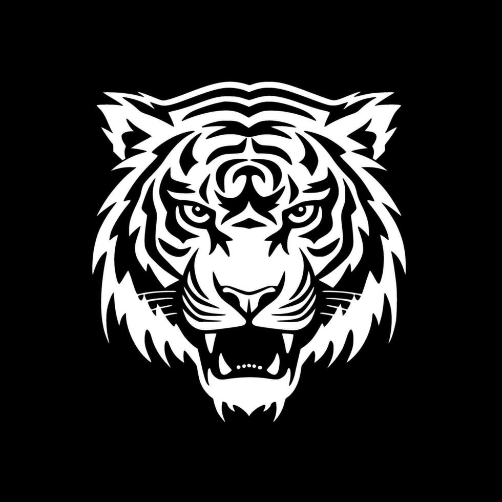 Tiger, Black and White Vector illustration