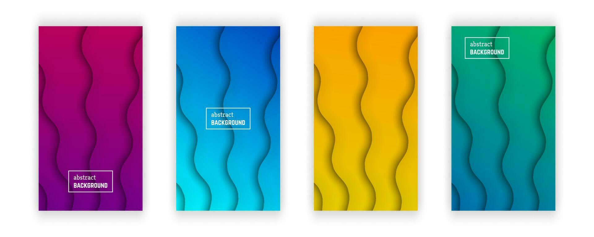 Abstract minimal wave geometric background. Set of four wave layer shape for banner, templates, cards. Vector illustration.