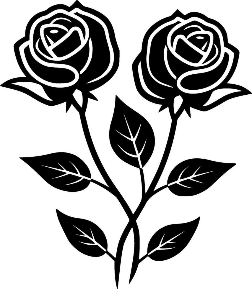 Roses, Minimalist and Simple Silhouette - Vector illustration