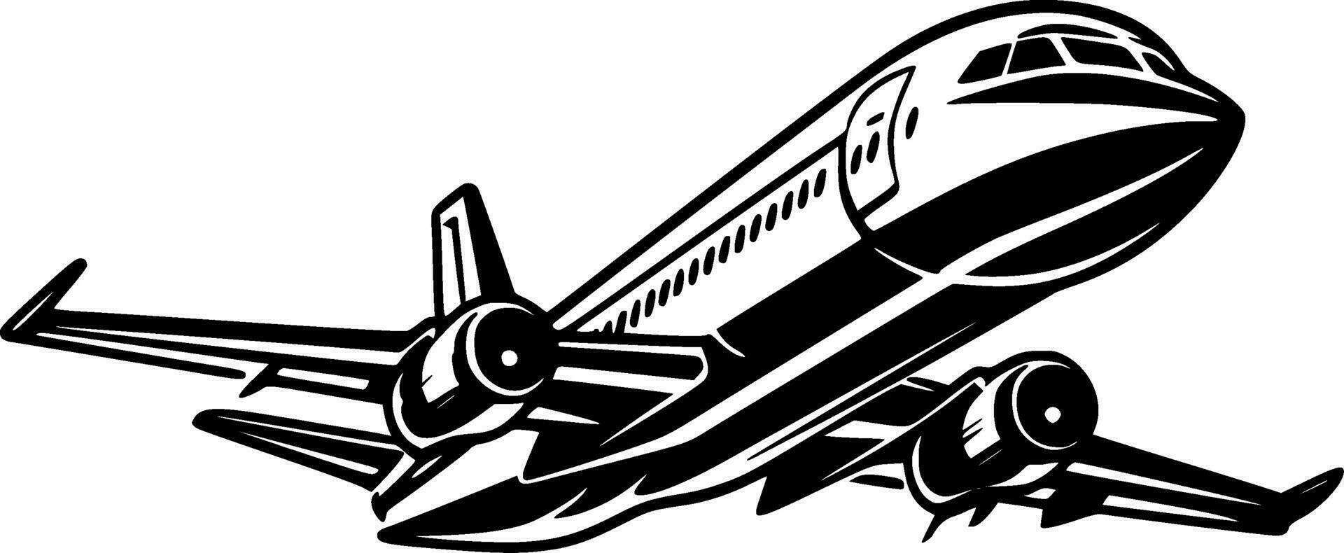 Plane, Black and White Vector illustration