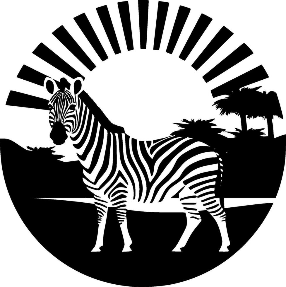 Safari, Black and White Vector illustration