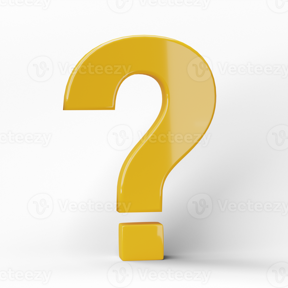 3D question mark icon or ask faq answer solution isolated on transparent background png file.