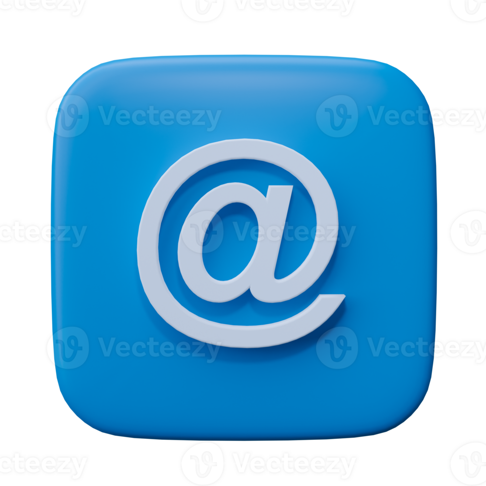 Email address icon logo communication isolated on transparent background. Email address and contact. 3D rendering png