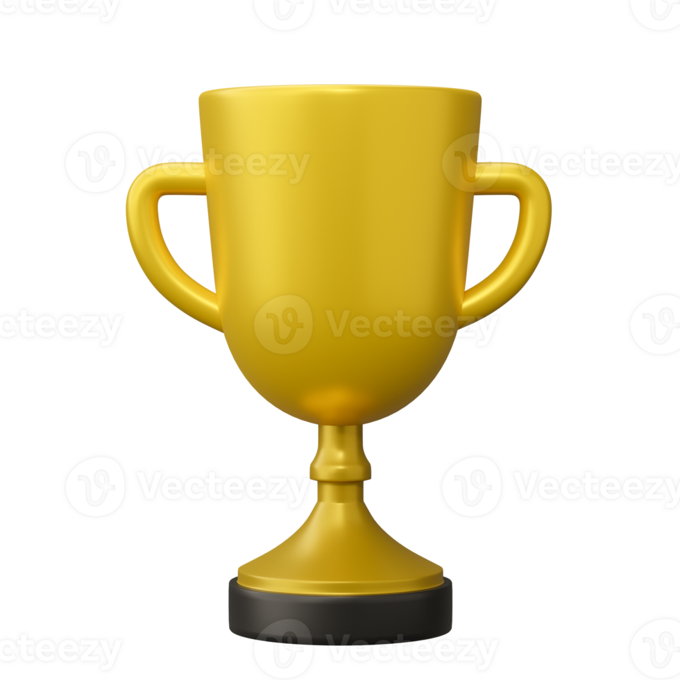 Golden champion trophy cup award. Concept of Winner prize, sport award, success. 3D render Illustration. png