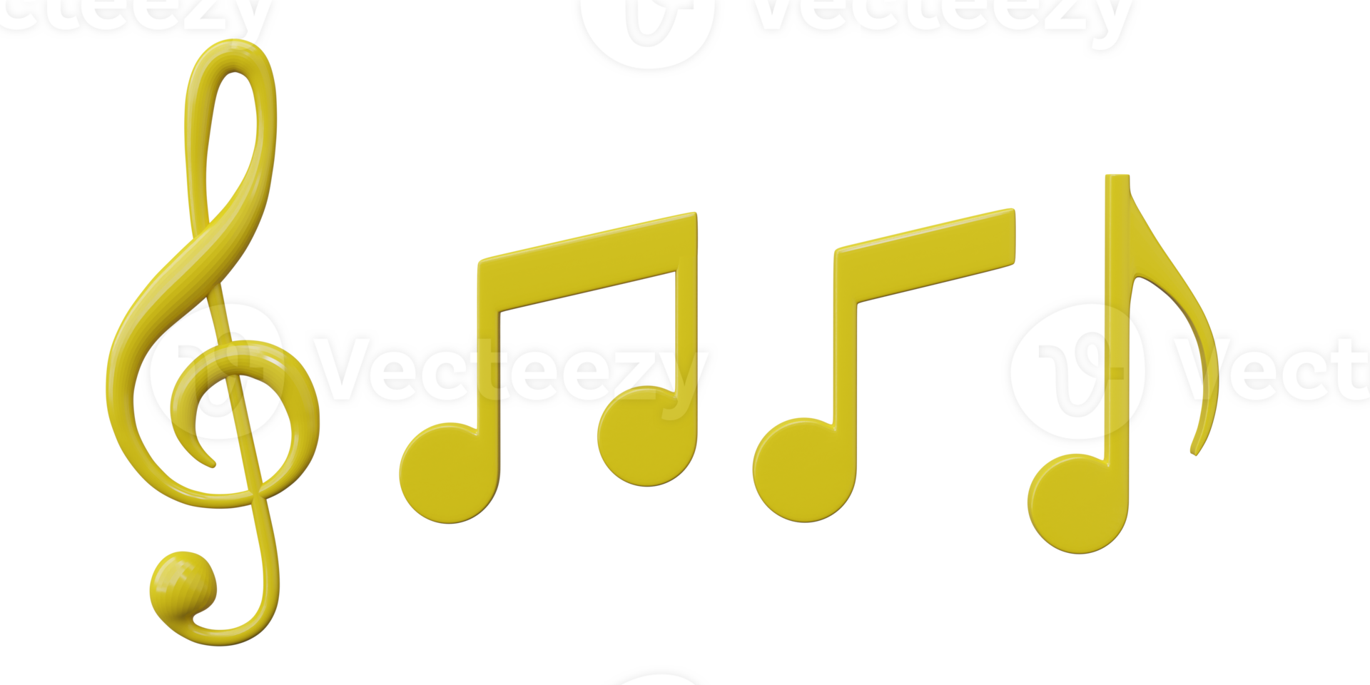 Set of melody icon isolated on transparent background. 3D render illustration png