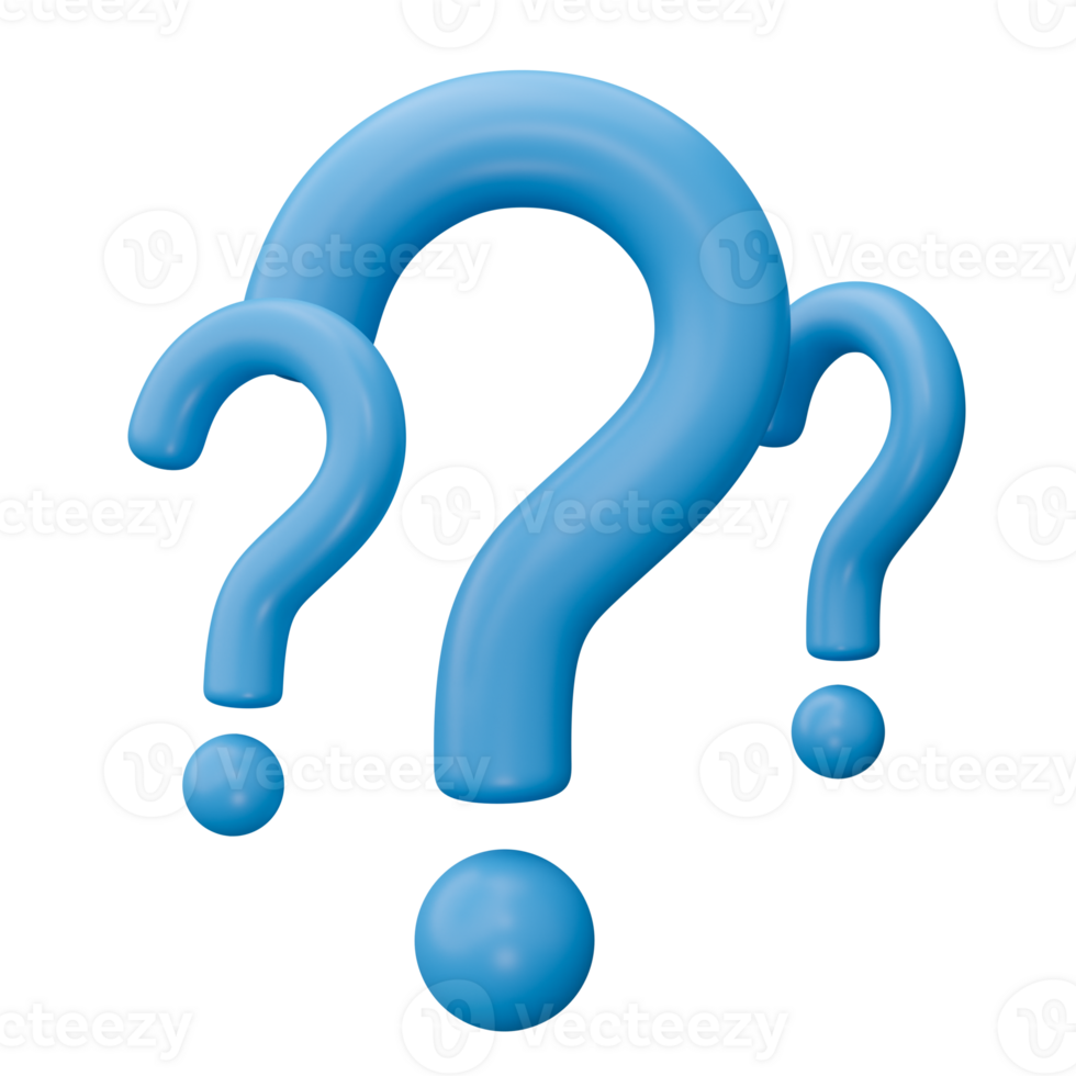 Question mark isolated on transparent background. 3D render illustration png