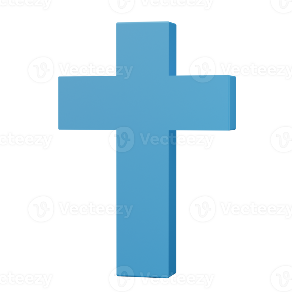 christian cross sign isolated on transparent background. 3d cartoon simple illustration png