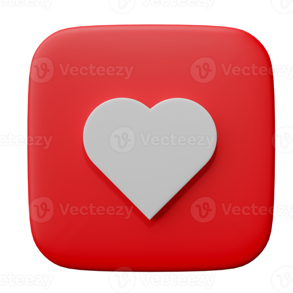 Like love icon. Social media sign, technology design banner. 3D render illustration. png