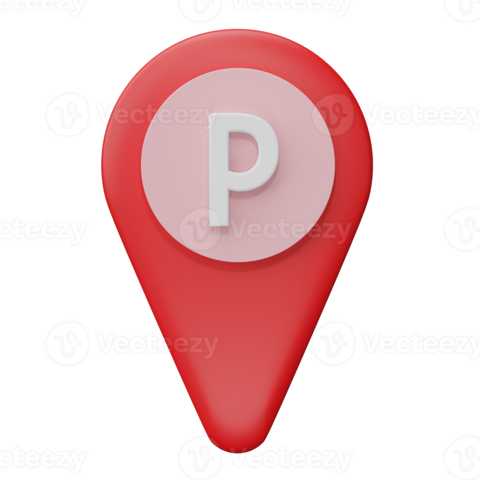 Location mark isolated on transparent background. destination pointer, parking sign. 3D render illustration png