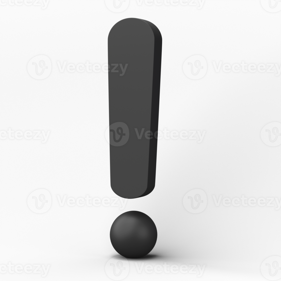 3d Ausruf Kennzeichen Symbol, Vorsicht Zeichen Symbol isoliert auf transparent Hintergrund png Datei.