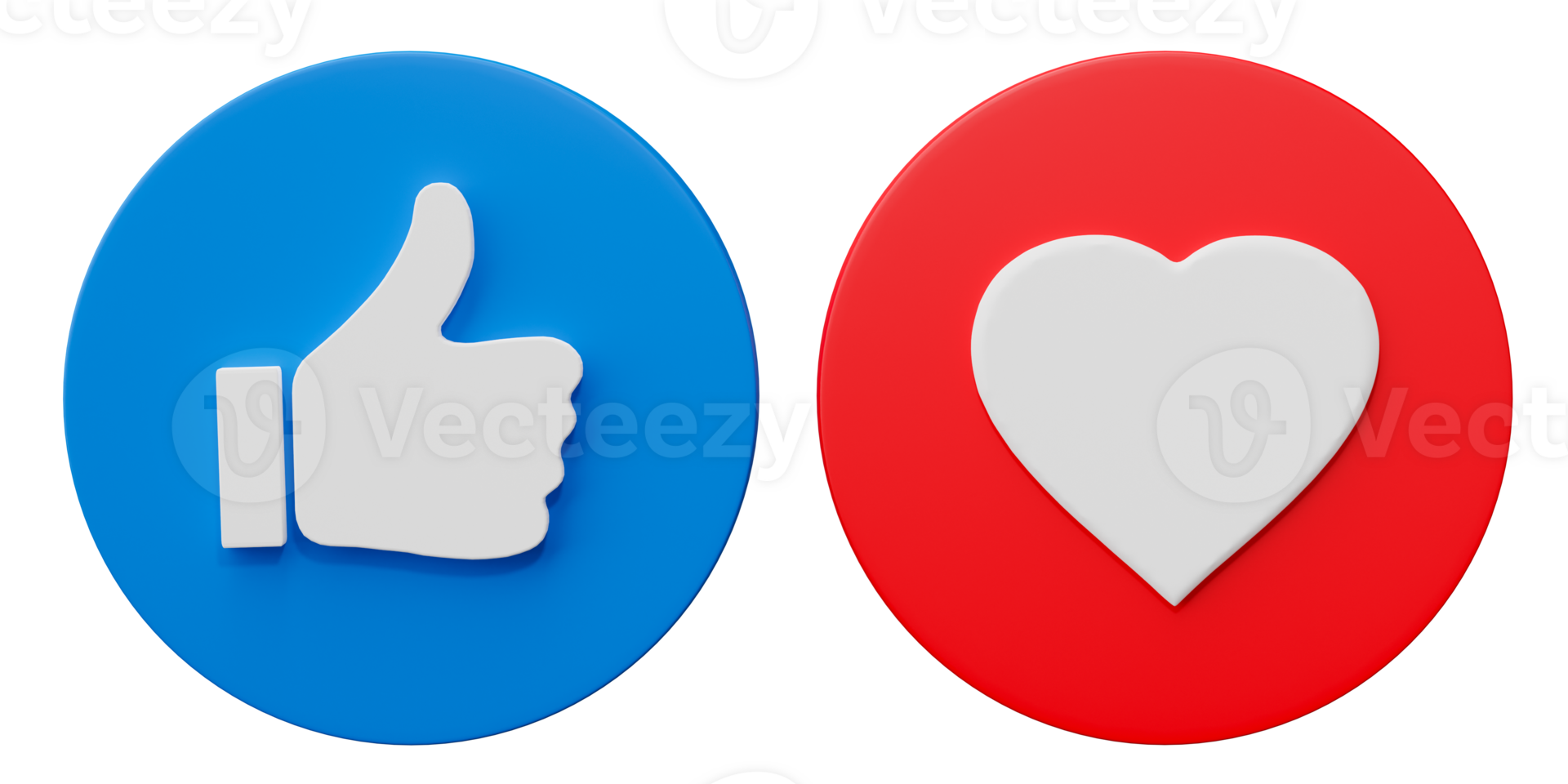 Thumb up, Like and love icon. Social media sign, technology design banner. 3D render illustration. png