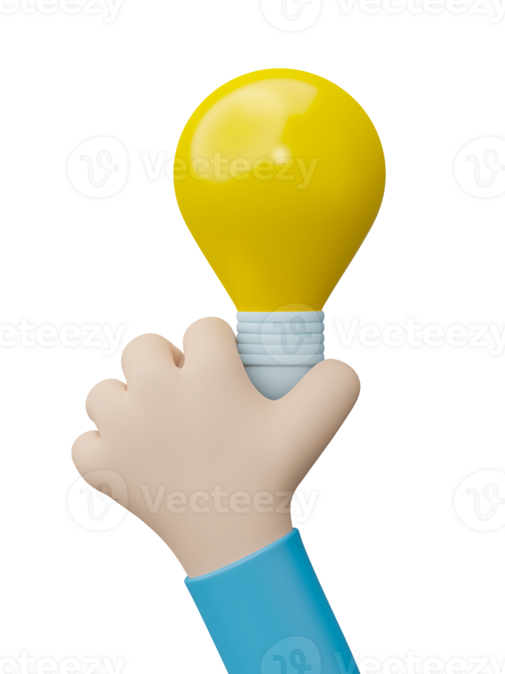 Hand hold Light bulb idea thinking or solution business. Great ideas competition, Creative idea concept. 3D rendering png