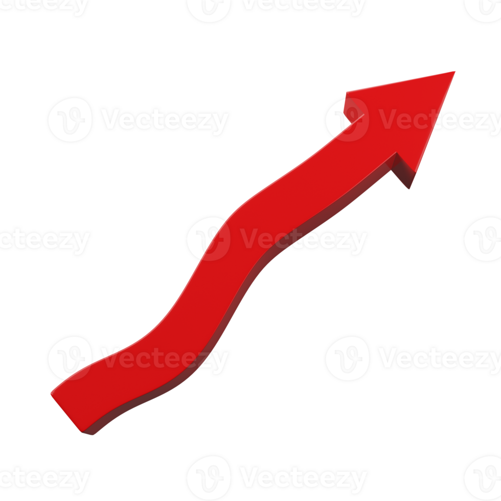 3d rendering, 3d illustration. Red arrows isolated on transparent background. for app, web, design, advert png