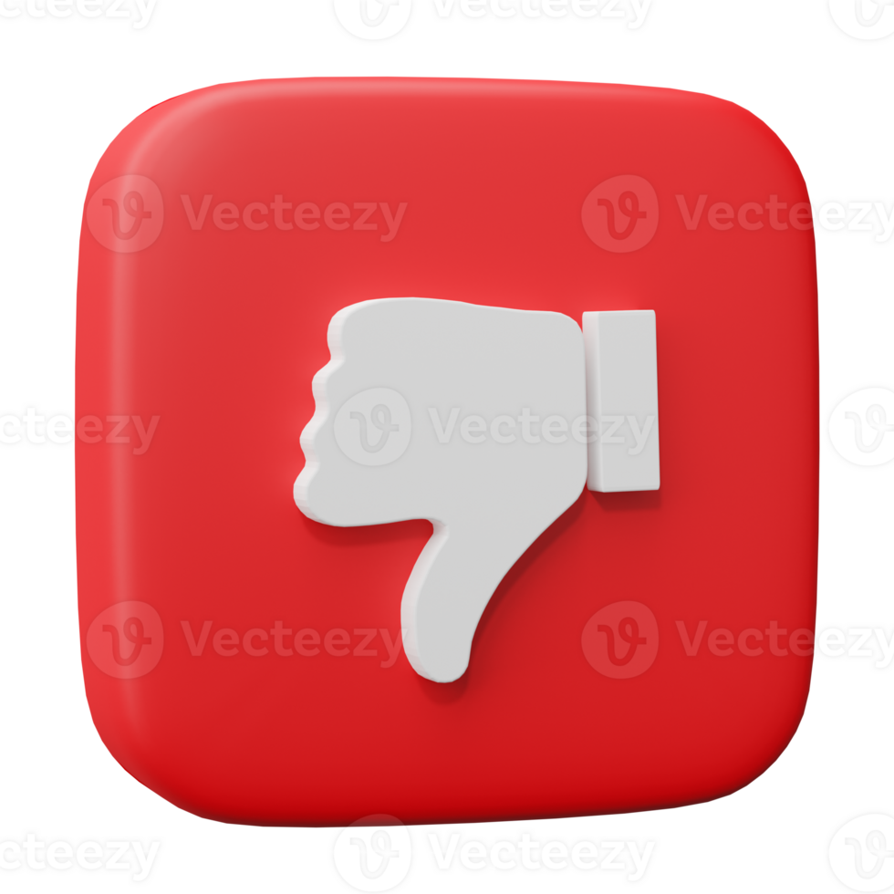 Thumb down, Like icon. Social media sign, technology design banner. 3D render illustration. png