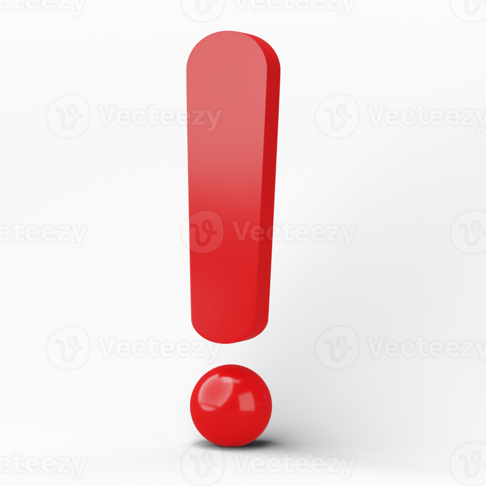 3d Ausruf Kennzeichen Symbol, Vorsicht Zeichen Symbol isoliert auf transparent Hintergrund png Datei.