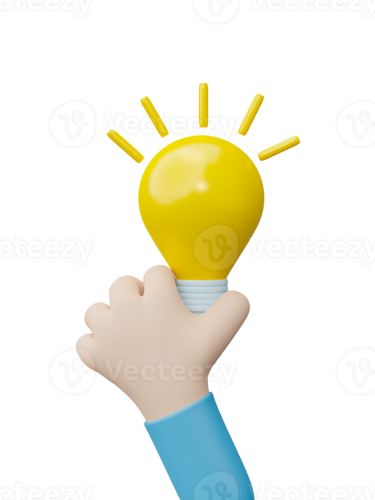 Hand hold Light bulb idea thinking or solution business. Great ideas competition, Creative idea concept. 3D rendering png