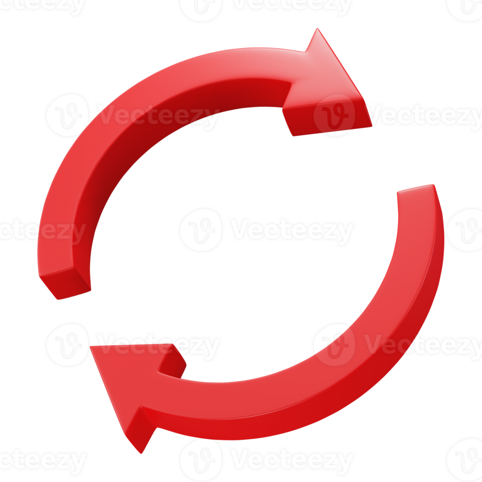 Arrows around circles isolated on transparent background. Renewable natural resource, recycling, ecology concept. 3D render illustration png