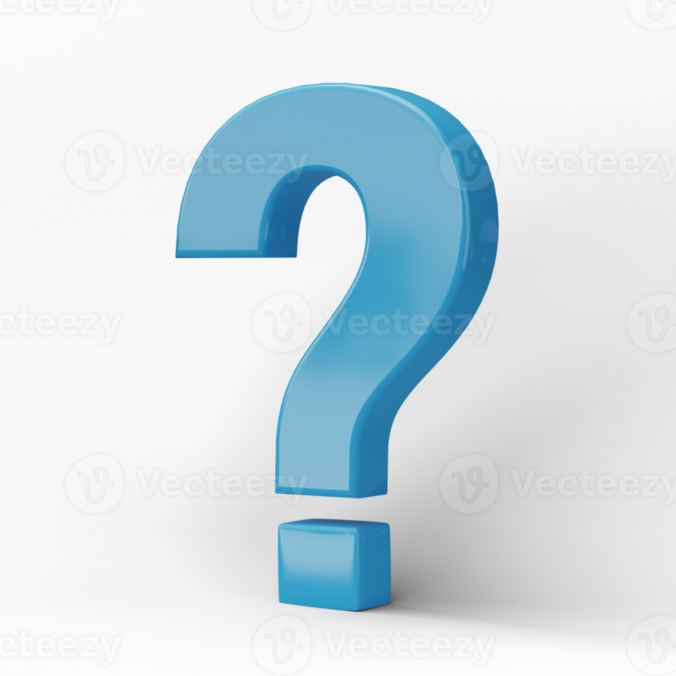 3D question mark icon or ask faq answer solution isolated on transparent background png file.