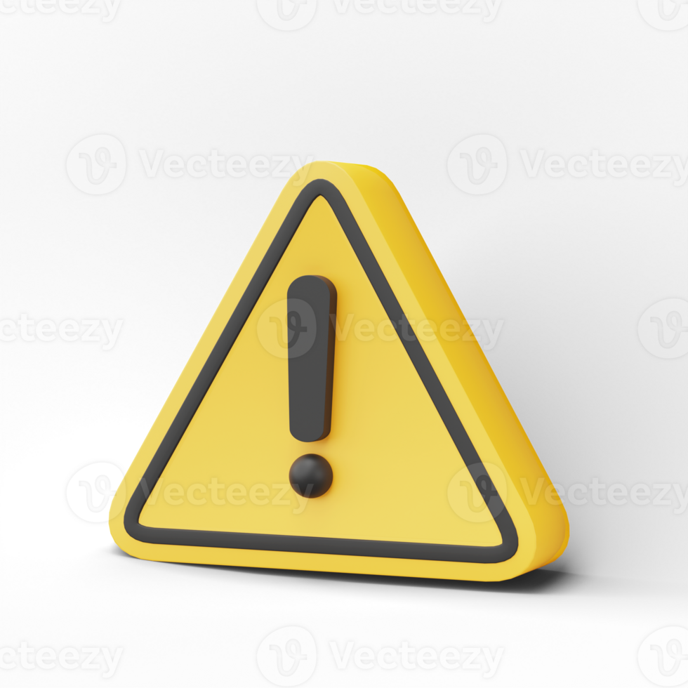 3D Warning sign icon isolated on transparent background. Attention sign icon icon. Danger symbol. exclamation mark symbol. png