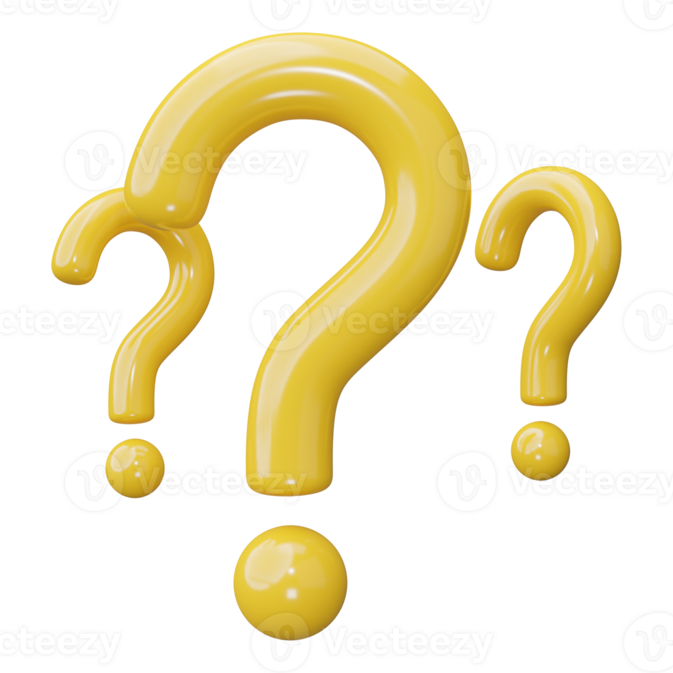 Question mark isolated on transparent background. 3D render illustration png