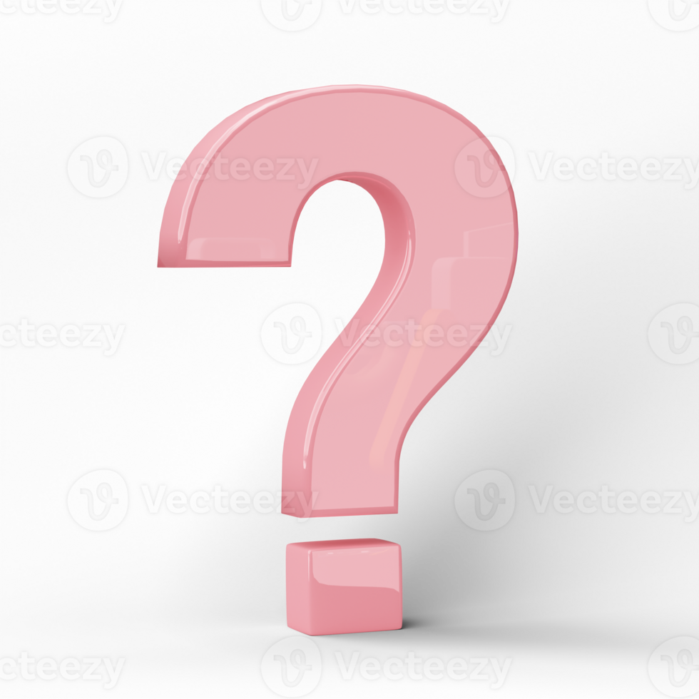 3D question mark icon or ask faq answer solution isolated on transparent background png file.