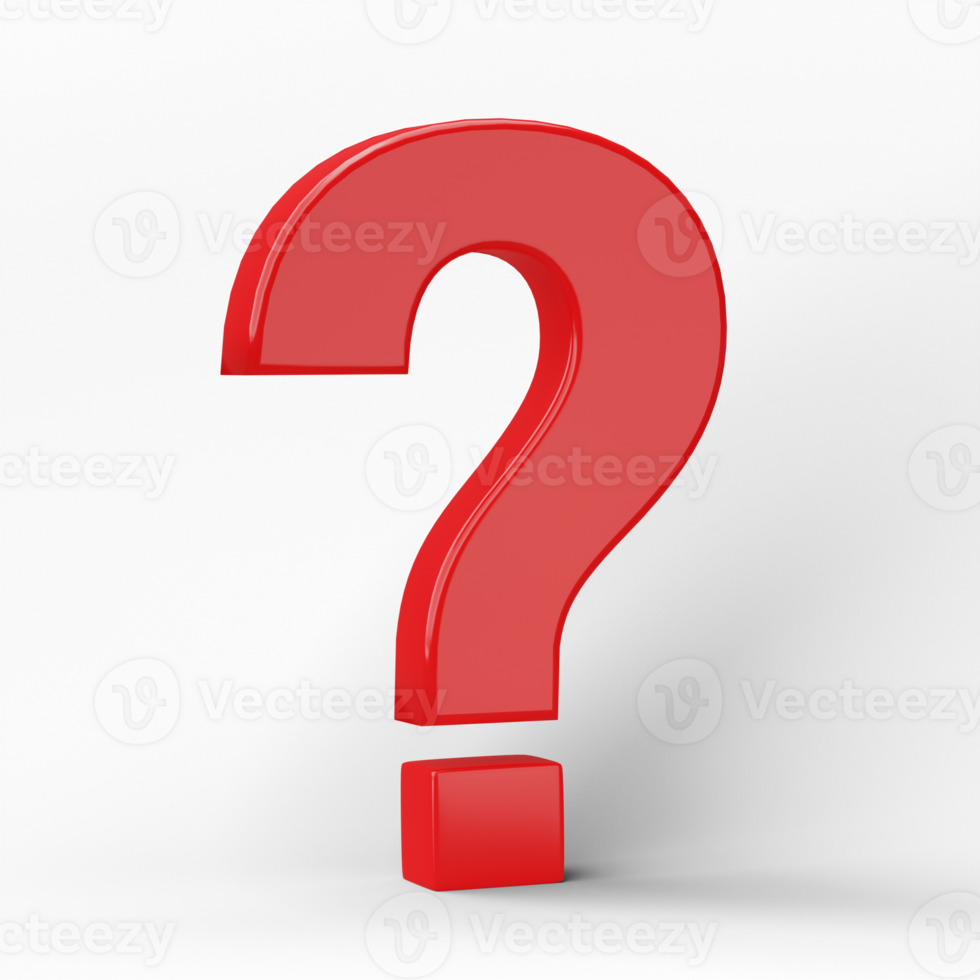 3D question mark icon or ask faq answer solution isolated on transparent background png file.