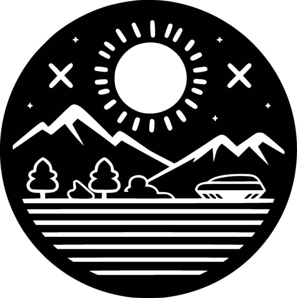 Summer - Black and White Isolated Icon - Vector illustration