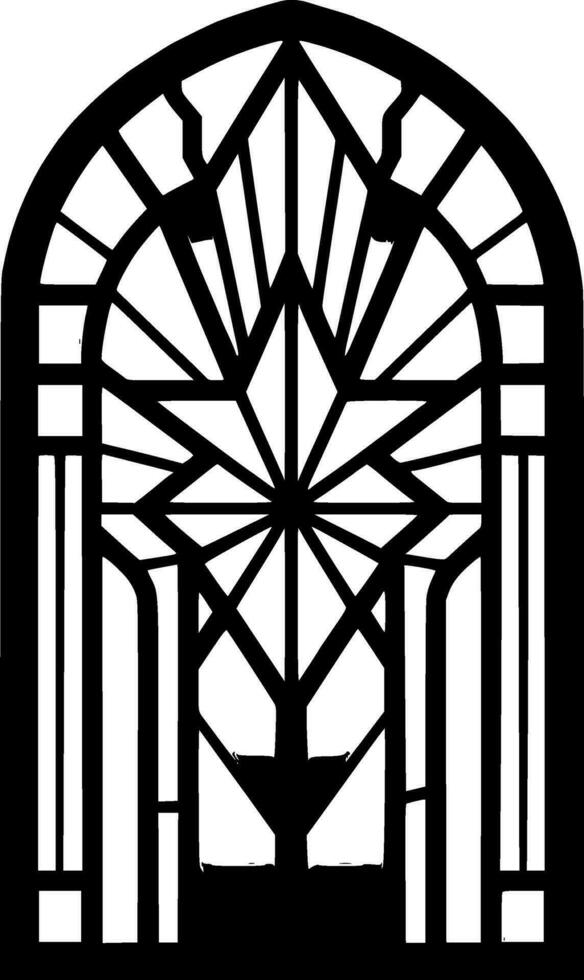 Stained Glass - Black and White Isolated Icon - Vector illustration