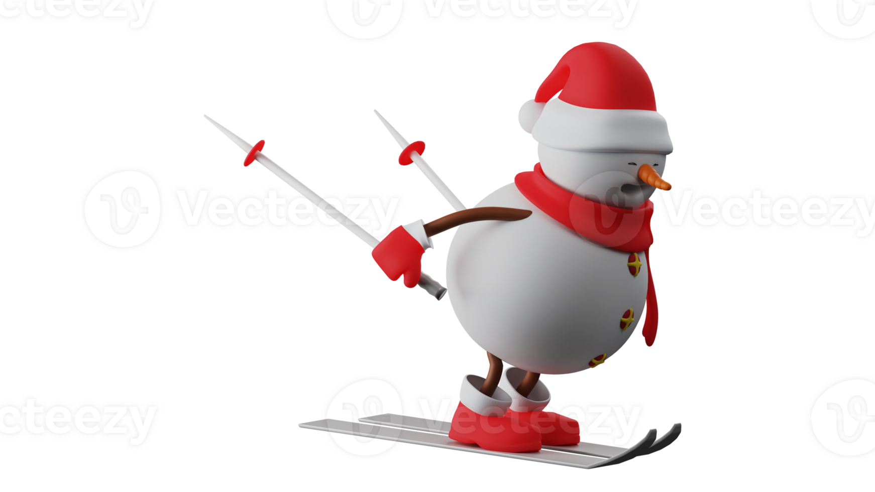 3d Illustration. Weihnachten Schneemann 3d Karikatur Charakter. Schneemann ist spielen Surfen und zeigen seine Ja wirklich großartig Fähigkeiten. Schneemann hat gewesen trainiert zu Surfen. 3d Karikatur Charakter png