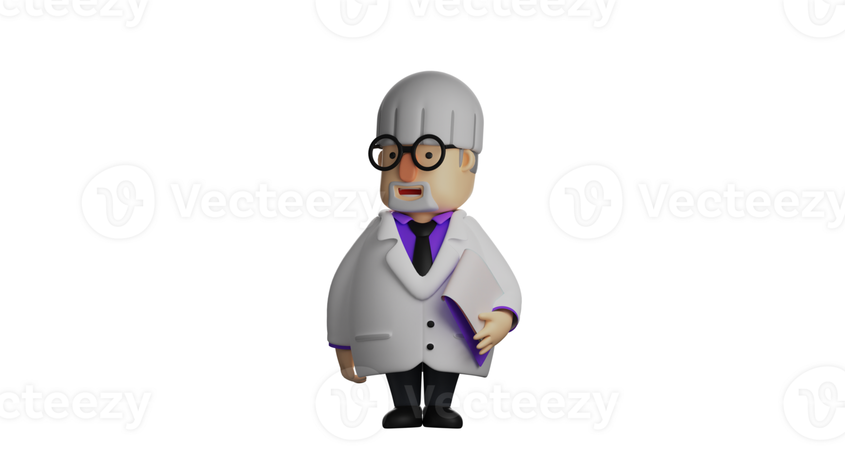3D illustration. Doctor 3D cartoon character. The doctor sat while checking his notes the results of today's visit. The doctor finished doing his job at the hospital. 3D cartoon character png
