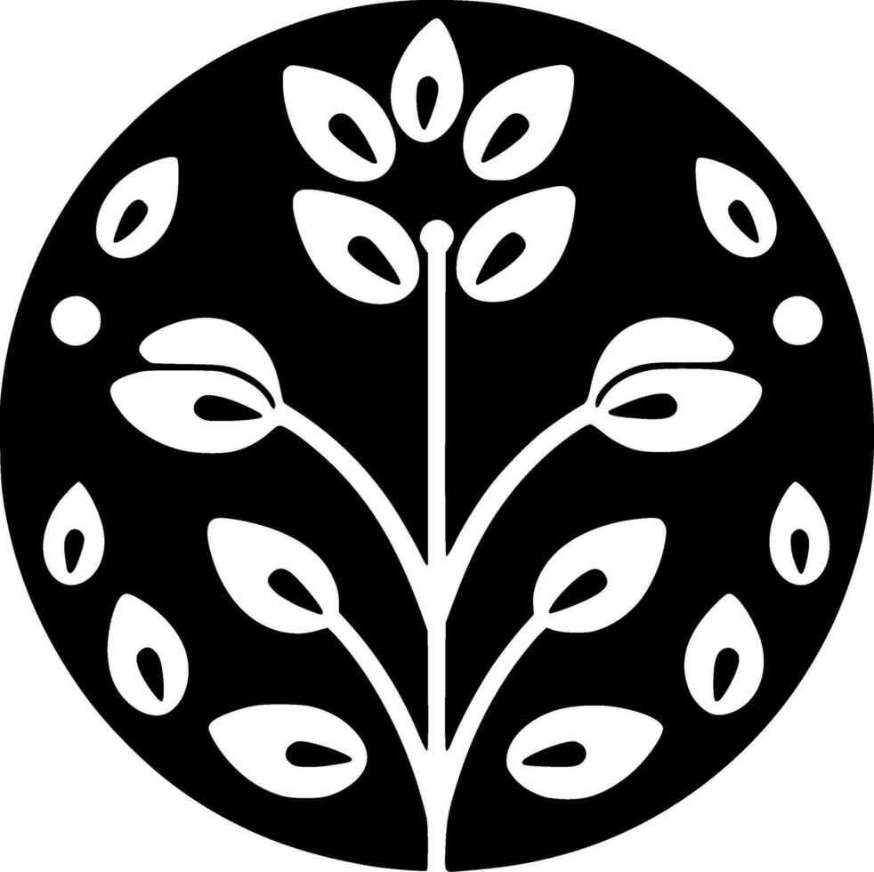 Floral - Black and White Isolated Icon - Vector illustration