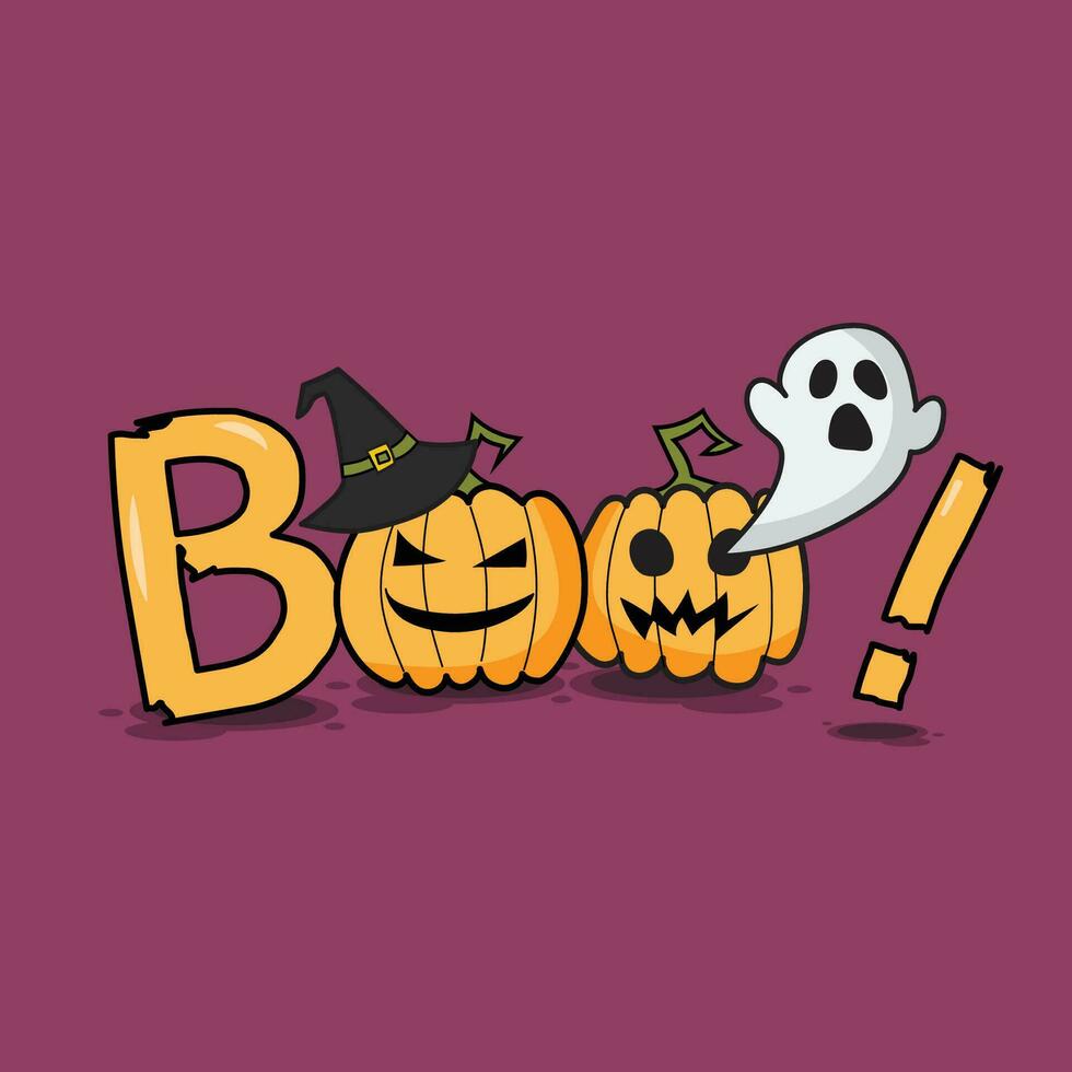 Boo Halloween poster hand drawn doodles vector