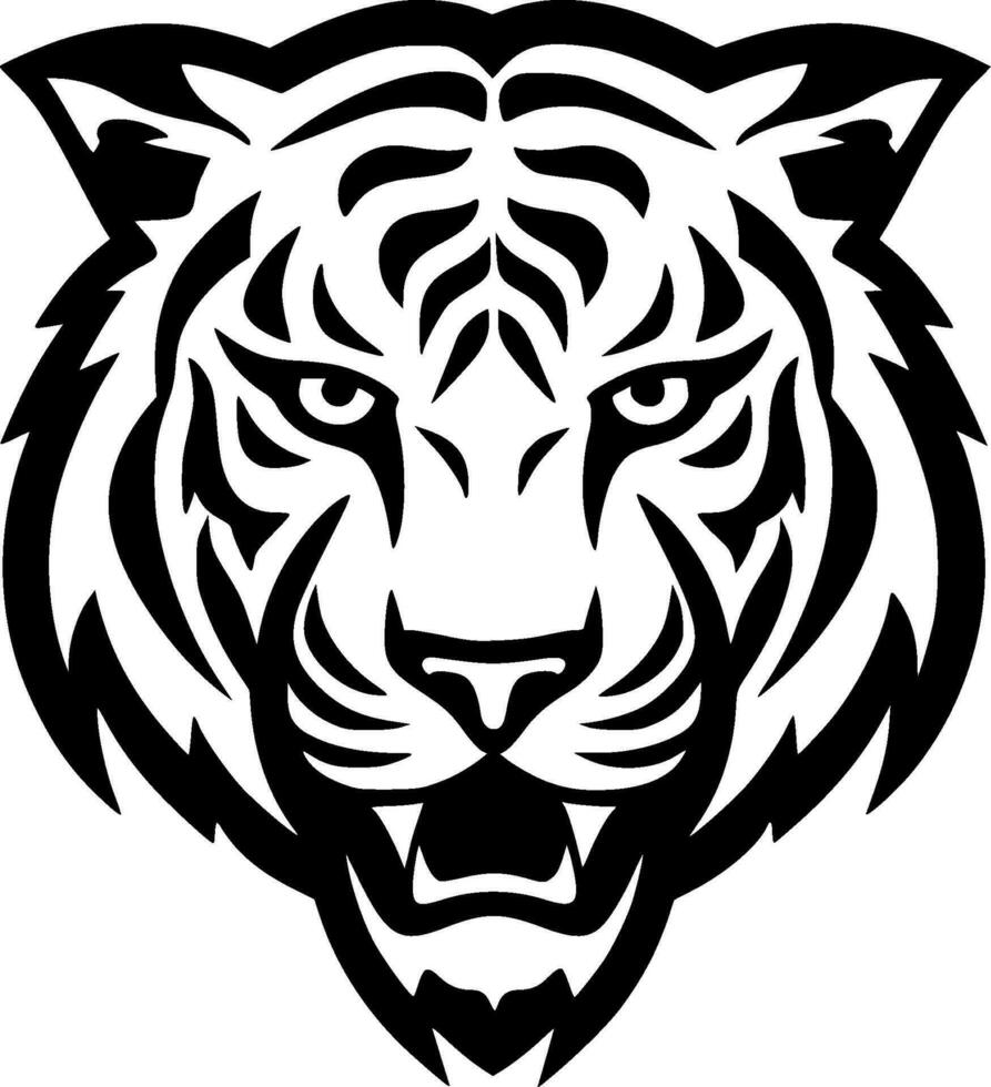 Tigre - negro y blanco aislado icono - vector ilustración