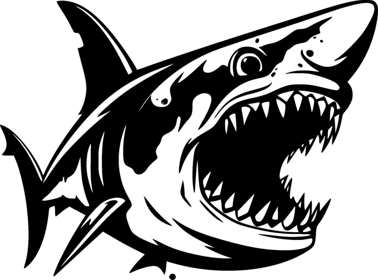 Shark - Black and White Isolated Icon - Vector illustration