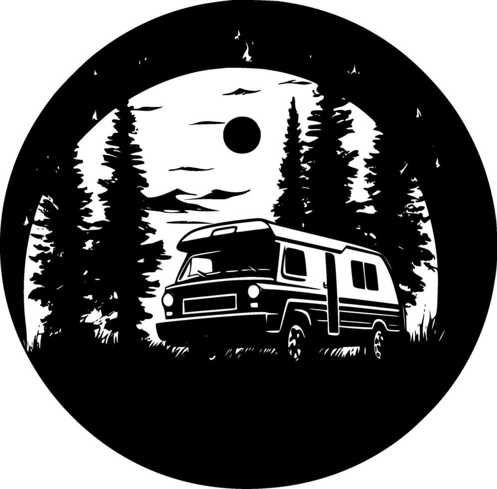 Camping, Minimalist and Simple Silhouette - Vector illustration