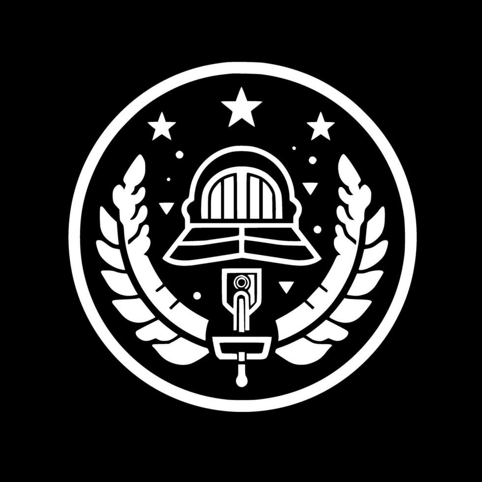 Military, Black and White Vector illustration