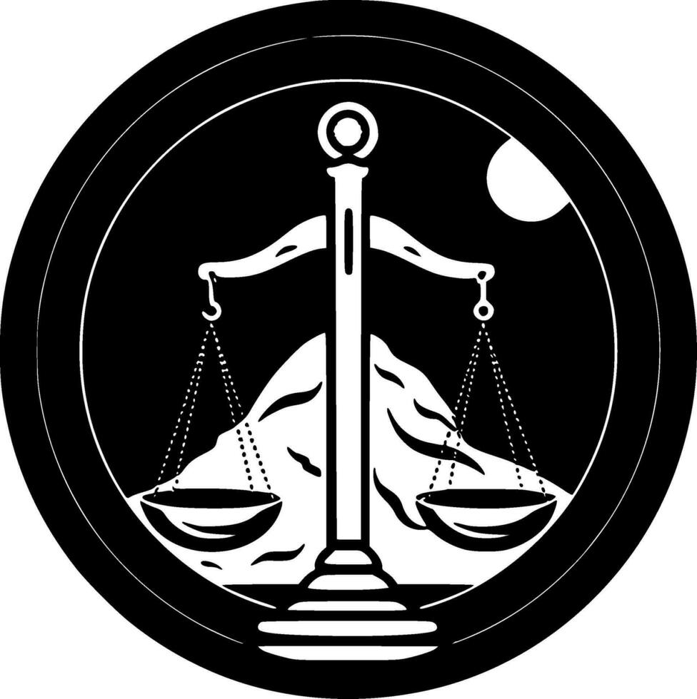 Justice, Black and White Vector illustration
